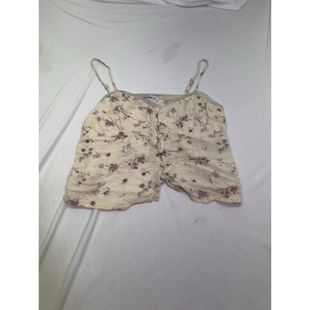 Arizona Jeans Co. Cami Crop Top Women's M Floral Print Hook And Eye Boho Whimsy